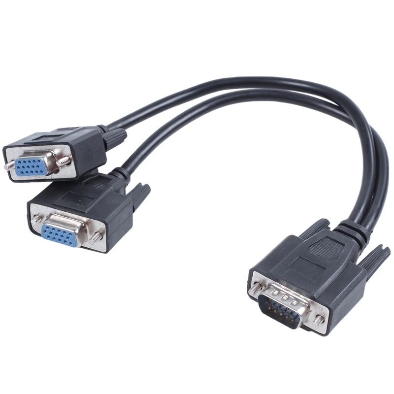 VGA 15 Pin типа «папа» для 2 разъемов «мама» Вилки компьютерный Соединительный кабель черный