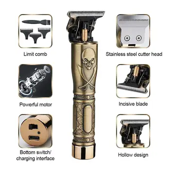 

Retro Rechargeable Hair Clipper & Trimmer Self Cut Personal Hair Cutting Kit Electric Pro T-Outliner Trimmer For Men