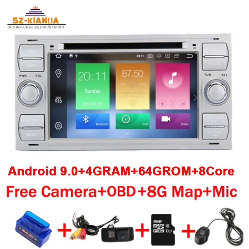 4G+ 64G 8 Core Android 9,0 автомобильный Радио dvd gps для Ford Focus Kuga Transit Fusion GALAXY 4G Wifi данные беспроводного обмена карта OBD