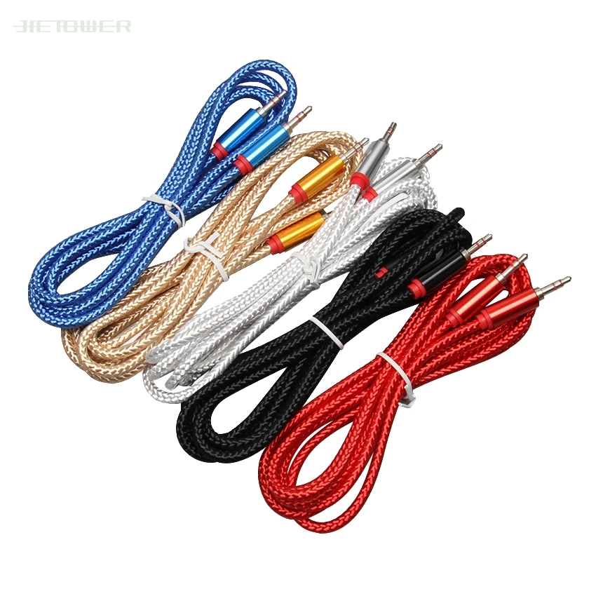 50pcs lot High Quality 2M Car Audio Jack Plug Male To Male AUX Cable 3 5 Mm Audio Male to Male Cables For Headphone MP3
