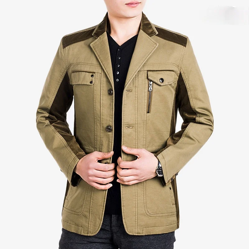 

Spring Autumn Luxury Men Cargo Blazers New Fashion Brand High Quality Slim Fit Suit Chinese Jacket Ropa Hombre Men Clothing D142