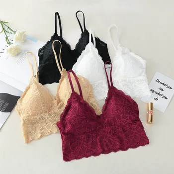 

Lace Women Crop Top Lace Sexy Lingerie Tanks Top Underwear Lace Bralette V Neck Camisole