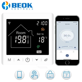 

Beok Touch Screen Wifi Thermostat Room Underfloor Heating For Gas Boiler Termperature Controller Smart Remote Control TR9B-WIFI