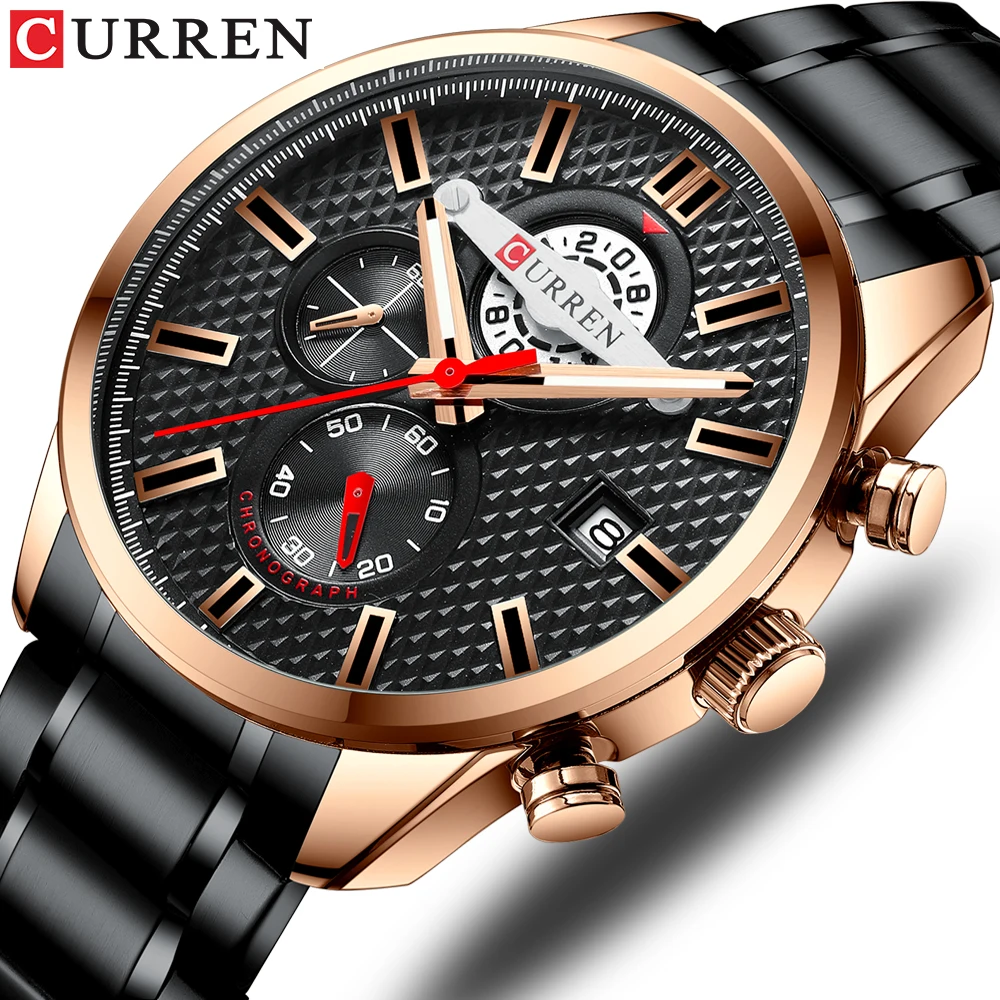 

New CURREN Fashion Men Watch Business Multifunction Chronograph Quartz Wrist Watch Casual Waterproof Stainless Steel Clock Time