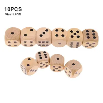 

10PCS Wooden Dice Wine Bar Party Made Dice Wine Bar Party Board Card Game Dice 1.6CM 2CM 2.5CM