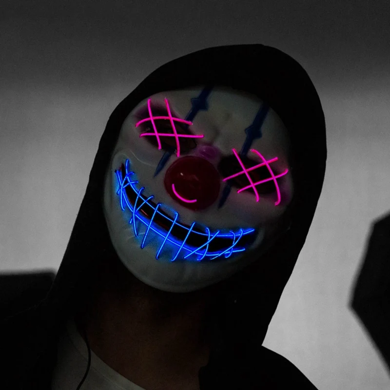 Светодиодная маска Хэллоуин сверкающий в темноте страшная Маскарадная маска для вечеринок фестиваль череп тушь для ресниц свет косплей подарок оптом дропшиппинг