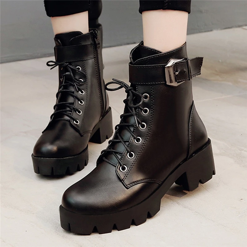 round toe lace up booties