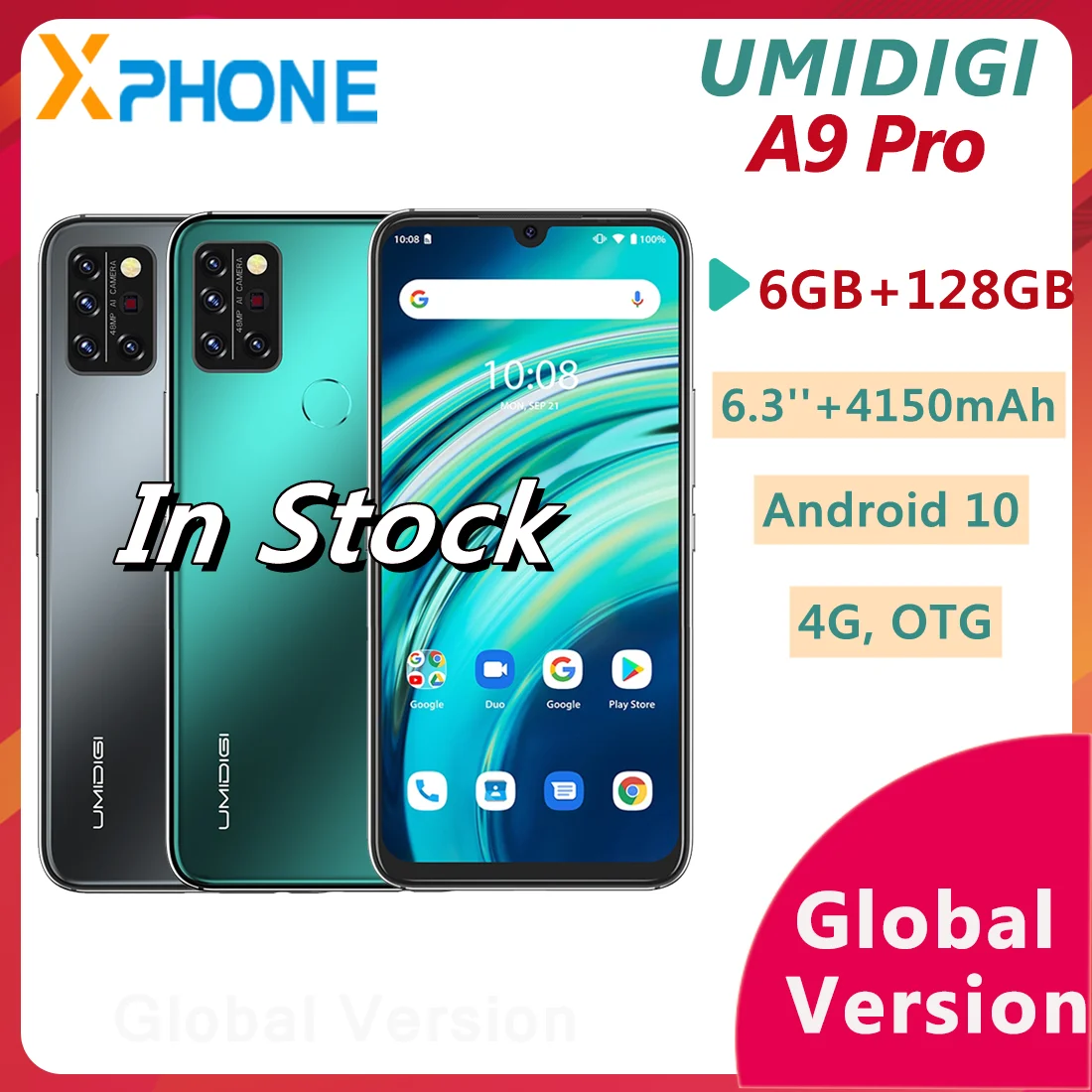 UMIDIGI A9 Pro 6GB 128GB 48MP Quad Back Cameras 4150mAh 6.3 inch Android 10 Helio P60 Octa Core 6.3inch Smartphone umidigi latest phone