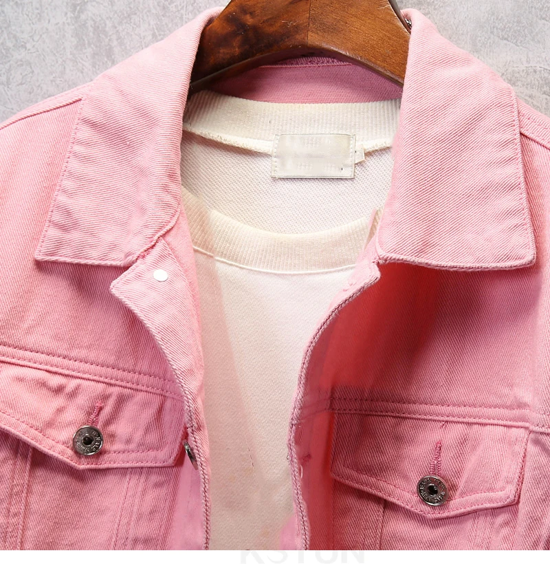 preto sólido branco rosa jaqueta jeans ajuste