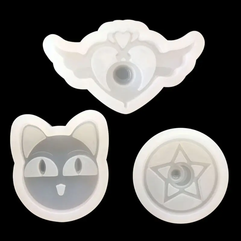 

3Pcs DIY Cartoon Heart Cat Star Pendant Resin Casting Mold Jewelry Making Tools U4LE