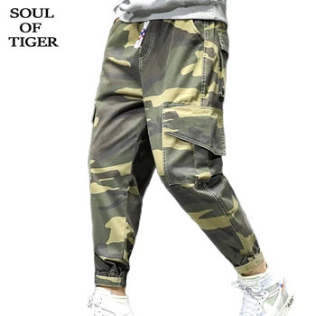 

SOUL OF TIGER 2019 Fashion Korean Designer Biker Harem Pants Mens Camouflage Pocket Punk Streetwear Casual Male Autumn Trousers