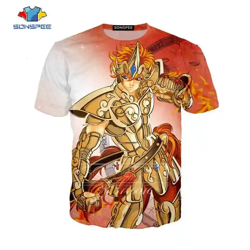 

SONSPEE New tshirt Classic Anime Gold Saint Seiya 3d Print t-shirt Men Hip hop Sweatshirt Pullover funny t shirts Tops t26