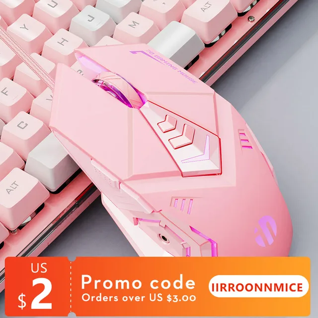 Wired USB Gaming Mouse Pink Mute RGB Gamer 7 Buttons Mice Optical Office Computer Mouse For Desktop Laptop Ergonomic Game Mouse 1