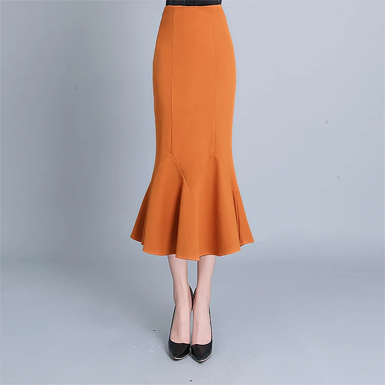 

High Elastic Quality Pencil Skirt Autumn Winter 2019 Cotton Women Long Skirts Work Office Lady Elegant Mermaid Skirt Midi 3508LY