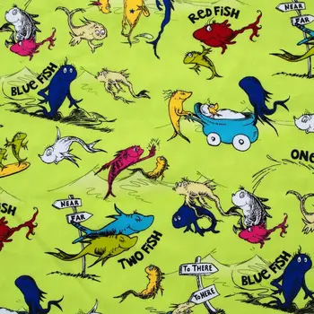 

1 yard Animal fabic, one fish, two fish, three fish printed Cotton Woven Fabric (width=140cm)