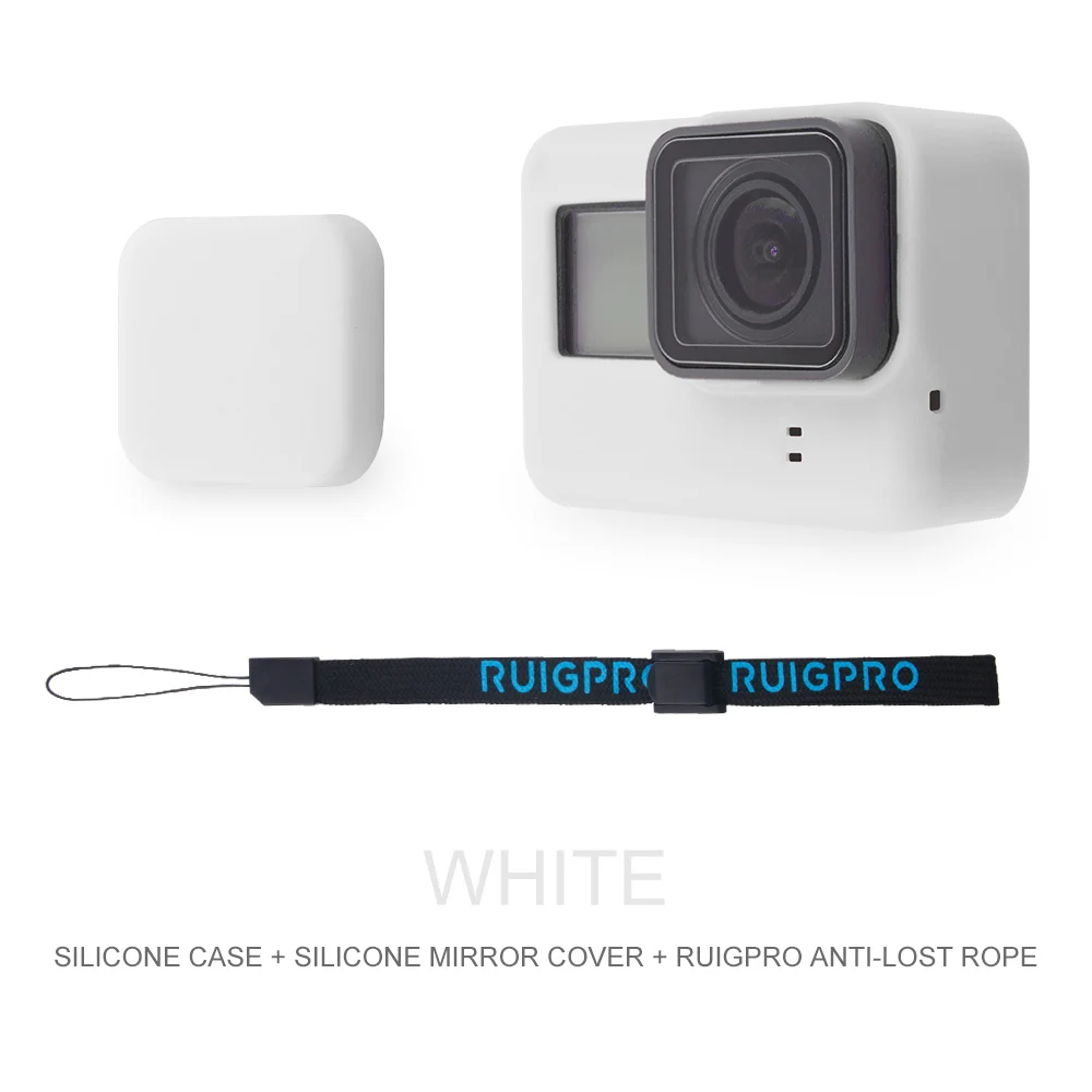 White Аксессуары для Go Pro, чехол для экшн-камеры, защитный силиконовый чехол+ Крышка для объектива GoPro Hero 6 7 Black Hero 5, крепление для камеры - Цвет: White