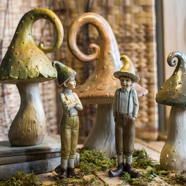 Elfe de la forêt peint à la main ornement en résine décor à la maison  vintage figurines miniatures de jardin de fées accessoires de décoration de  la