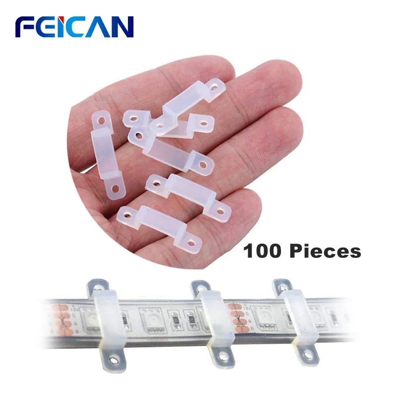 100Pcs/Lot Fixator LED Strip Light Holder 10mm 12mm 15mm Fixing Mounted Clip for SMD5050 LED Strip Light Cable Clamp 1m silicon tube ip67 8mm 10mm 12mm for smd 5050 3528 3014 5630 ws2801 ws2811 ws2812b waterproof led strip light