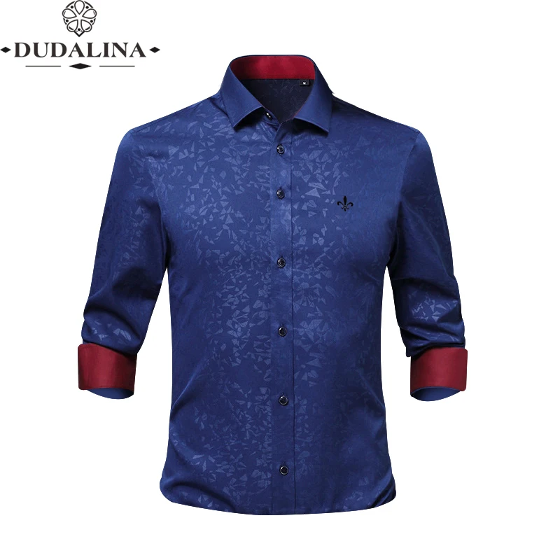 Глажка Jacquar Fashion Blusa Camisa Social Masculina Dudalina рубашка с длинными рукавами, приталенная мужская одежда с цветочным рисунком