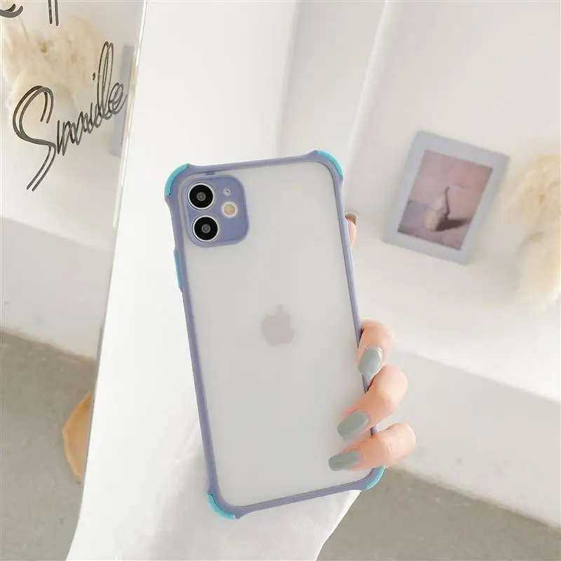 Phone Case For Xiaomi Redmi Note 9 9S PRO MAX Simple Matte Transparent Shockproof Four-Corner Bumpet Soft Frame Clear PC Cover