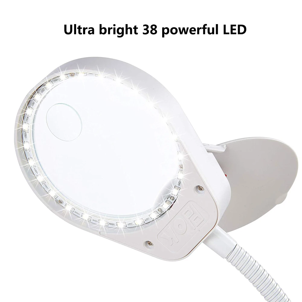 8X15X светодиодный увеличительный светильник с металлическим зажимом, настольная лампа с бесступенчатым креплением Dimmin, лупа, светодиодный светильник 3X10X, объектив диаметром 100 мм белого цвета