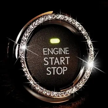 

40mm Auto Car Bling Decorative Accessories Automobiles Start Switch Button Decorative Diamond Rhinestone Ring Circle Trim