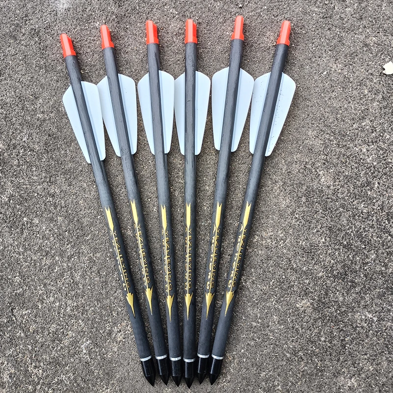 12pcsCrossbowBolts75inchPureCarbonArrowBoltsforCrossbowEK