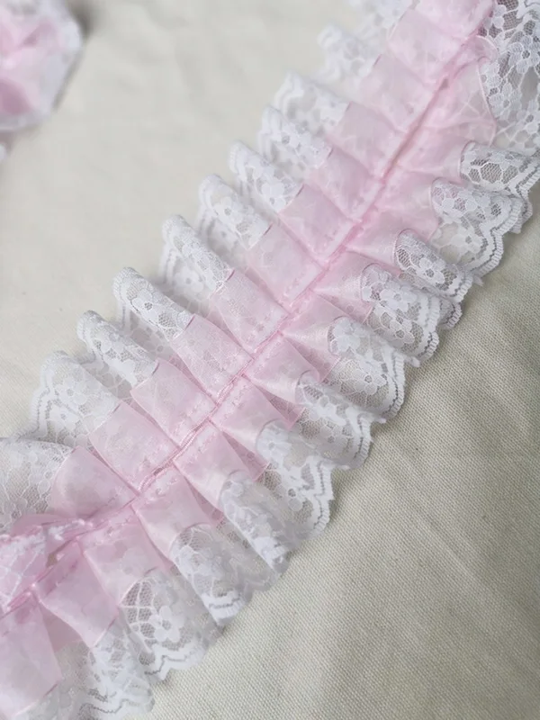 5 см широкая Роскошная вышивка белый цветок кружевная ткань отделка ленты DIY швейная аппликация Воротник рюшами ремесло Свадебный гипюр Декор - Цвет: Pink