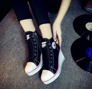 

Star Women Shoes Platform 2020 Hidden Wedge Boots Shoes For Women High Heel Top Canvas Shoes Casual Shoes Ladies All Size 35-42