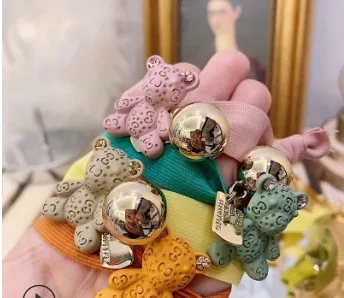 

120 шт/Партия DIY мульти ткани кольца для волос мультфильм Животные маленький медведь резинки Инструменты для укладки аксессуары HA612