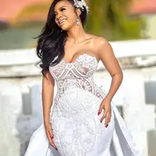 Африканские свадебные платья Mermaind Съемная юбка свадебные платья для любимой аппликация сатиновое свадебное платье размера плюс новое