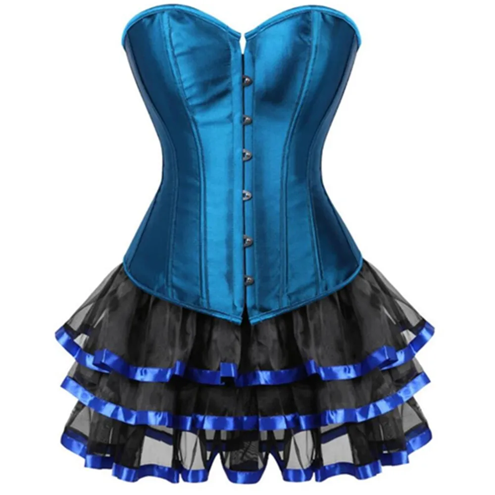 

Plus Size Bustiers Corsets Dress Sexy Overbust Burlesque Corset and Skirt Set Tutu Corselet Women Gothic Gowns