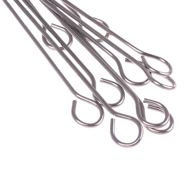 10pcs Outdoor Camping Picnic Meat Goose Round Roast Skewers Stick Stainless Steel BBQ Needle Barbeque Skewers Kitchen Utensils