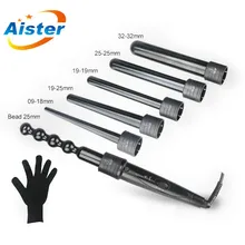 6 в 1 Профессиональные керамические щипцы для завивки Сменные щипцы для завивки волос Вэйвер светодиодный дисплей щипцы для завивки волос ролик с стойкими перчатками