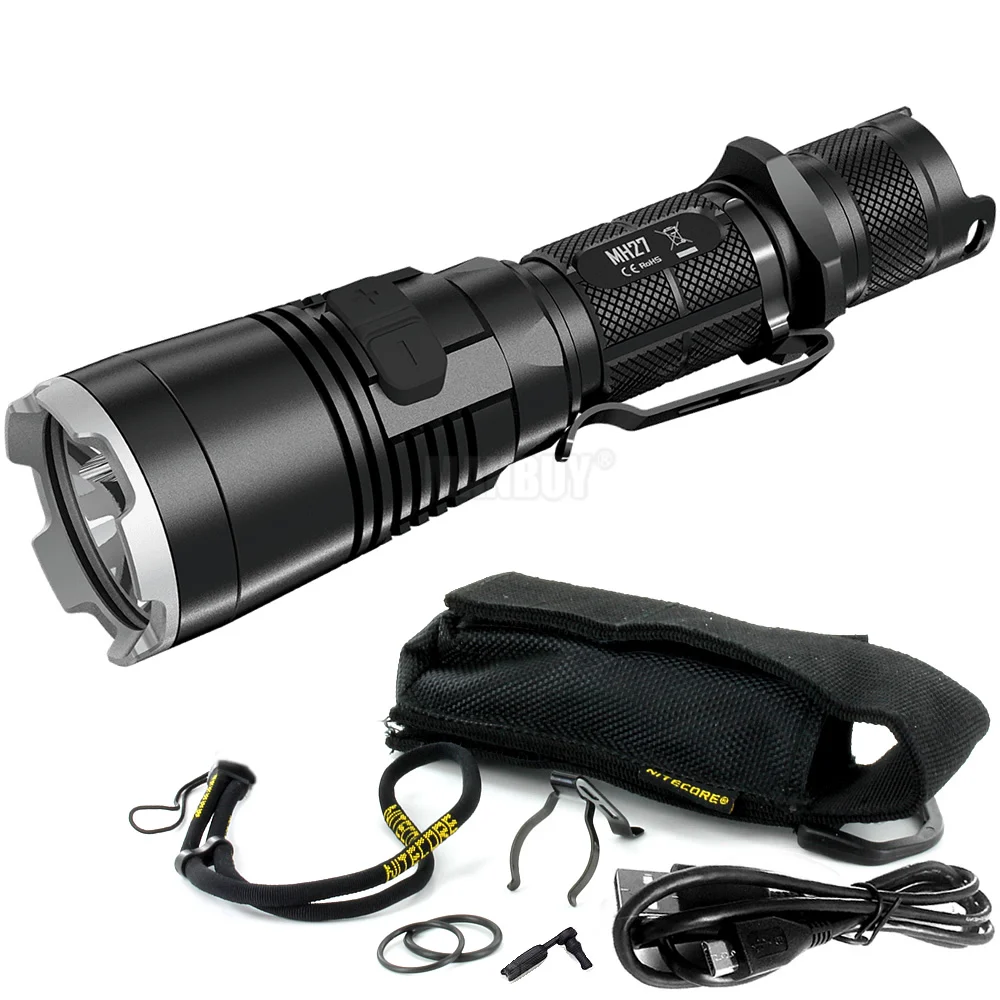 Free Shipping NITECORE MH27 usb Rechargeable Flashlight CREE LED 1000 Lumens RGB High Bright Outdoor Torch Without 18650 Battery
