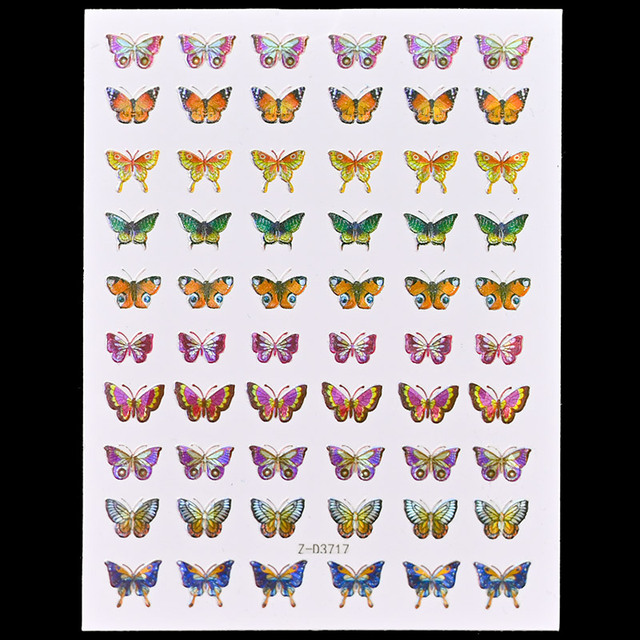 Craft Sticker 3D Nail Art Sticker Ultra-thin Butterfly Nail Art Decoration Sticker Holographic Laser Butterfly Nail Decals