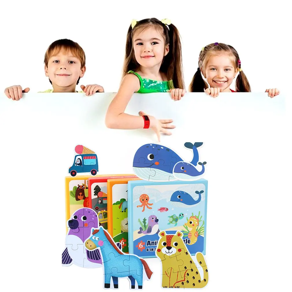 Wooden Puzzle Kids Toy Baby Wooden Jigsaw Puzzles Cartoon Dinosaur Animal Early Educational Toys for Children