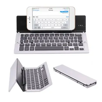

Portable Mini Wireless Bluetooth Folding Keyboard Aluminum Alloy Foldable Rechargeable Travel Office Home Keypad