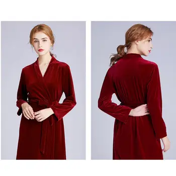 

Womens Winter Warm Velvet Kimono Bath Robe Plain Solid Color Sleepwear Lingerie