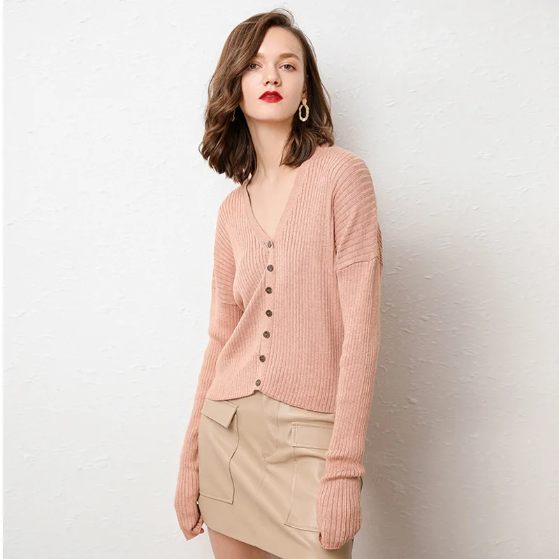 

Sparsil Woman Wool Knitting Solid Colour False Cardigans Casual Sweet Loose Cashmere V-Neck Thin Soft Autumn Winter Pullovers