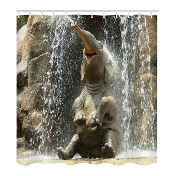 

1PC Creative Practical Durable Fashion Elephant Pattern Bath Curtain Shower Curtain Waterproof Curtain for Bathroom