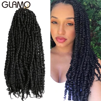 

Glamo 18inch Pre Twisted Passion Twist Hair Crochet Hair 80g/pcs Synthetic Ombre Bomb Spring Twists Braiding Hair