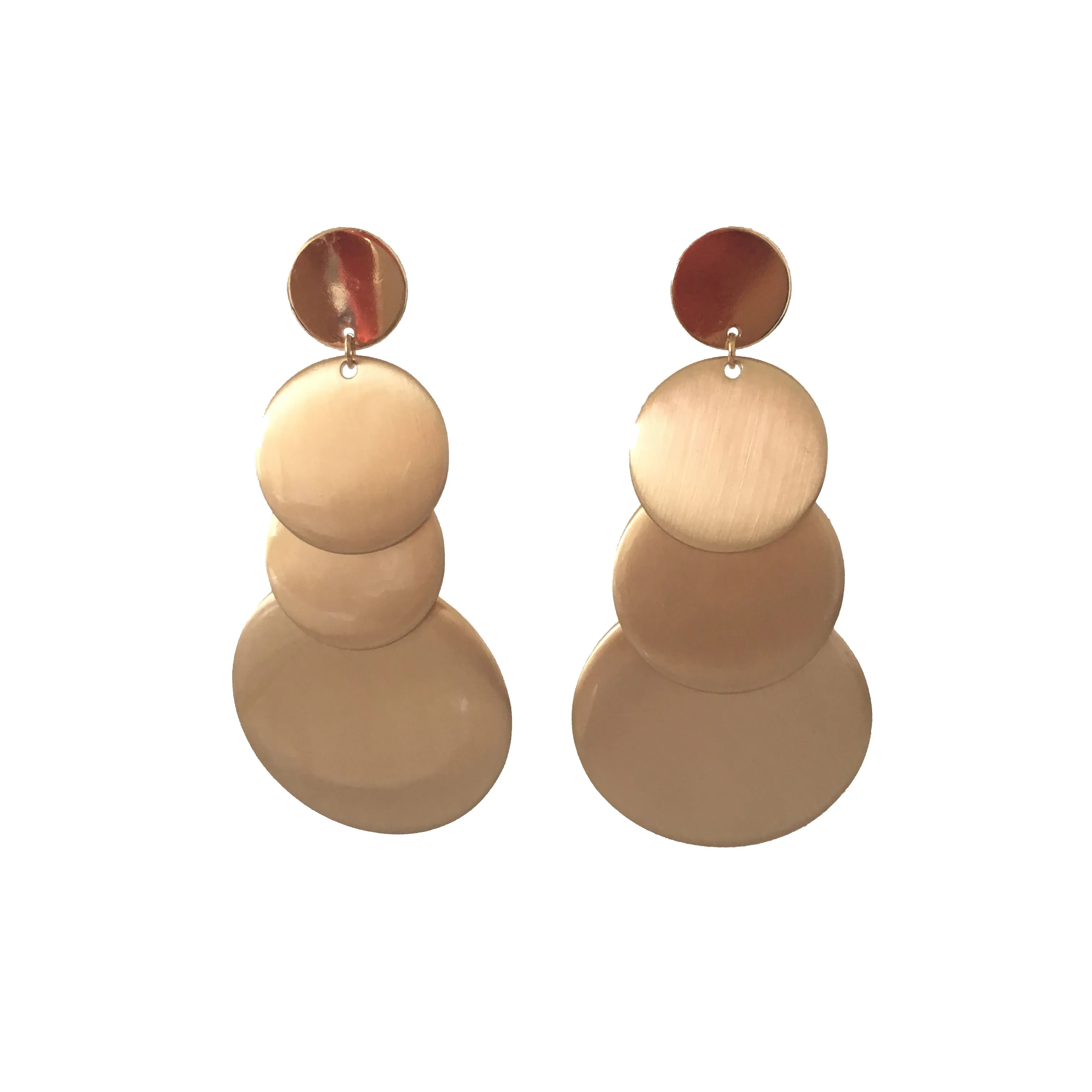 

2019 F/W new arrial high quality smooth plain round disc linked drop earrings for women girl elegance office lady