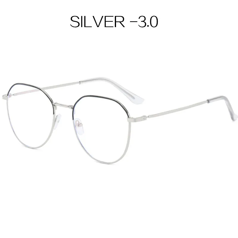 YOOSKE анти синий луч готовая близорукость очки женские неправильные металлические оправы для очков для мужчин очки для близоруких-1,0 4,5 - Цвет оправы: silver-300