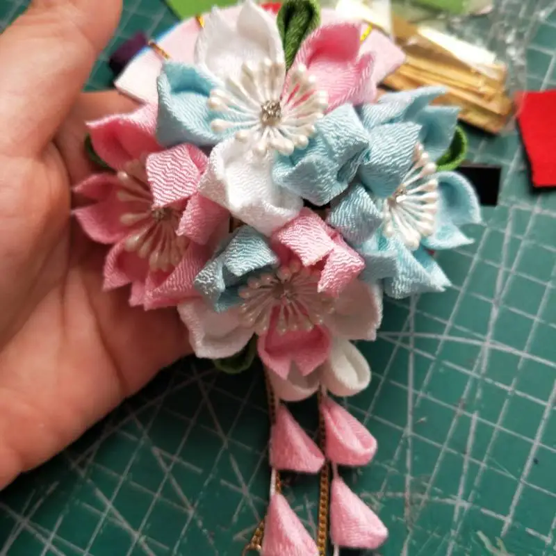 Sakura tsuami zaiku kanzashi заколка колокольчик кисточка заколка для волос кимоно японской гейши юката аксессуар ручной работы украшения косплей - Цвет: Fresh