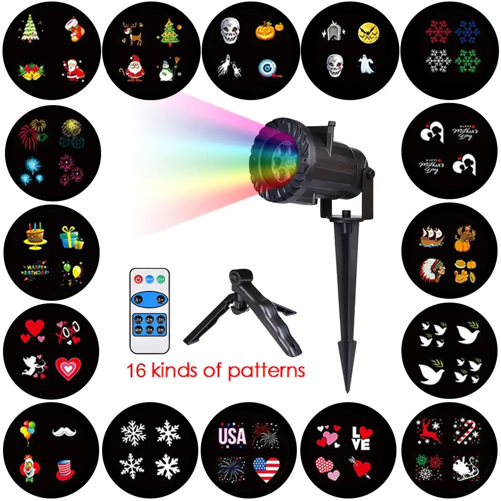 

16 PCs RF Wireless Remote Control LED Projection Lamp Lawn Decoration Colorful Lantern Decorative Lights For Holiday