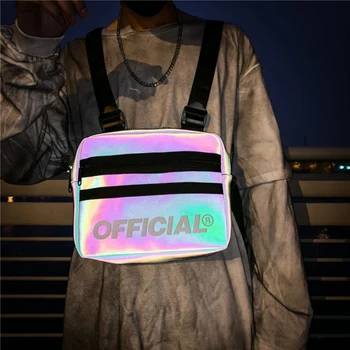 

Street Style Reflective Chest Bag For Men Women Multi-function Vest Chest Rig Bag Hip-Hop Waist Bag Packs