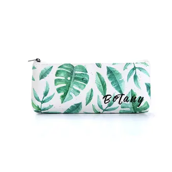 

Pu Leather Leaf Pattern Pencil Bag Stationery Bag Cosmetic Finishing Storage Bag For School Office Stationery