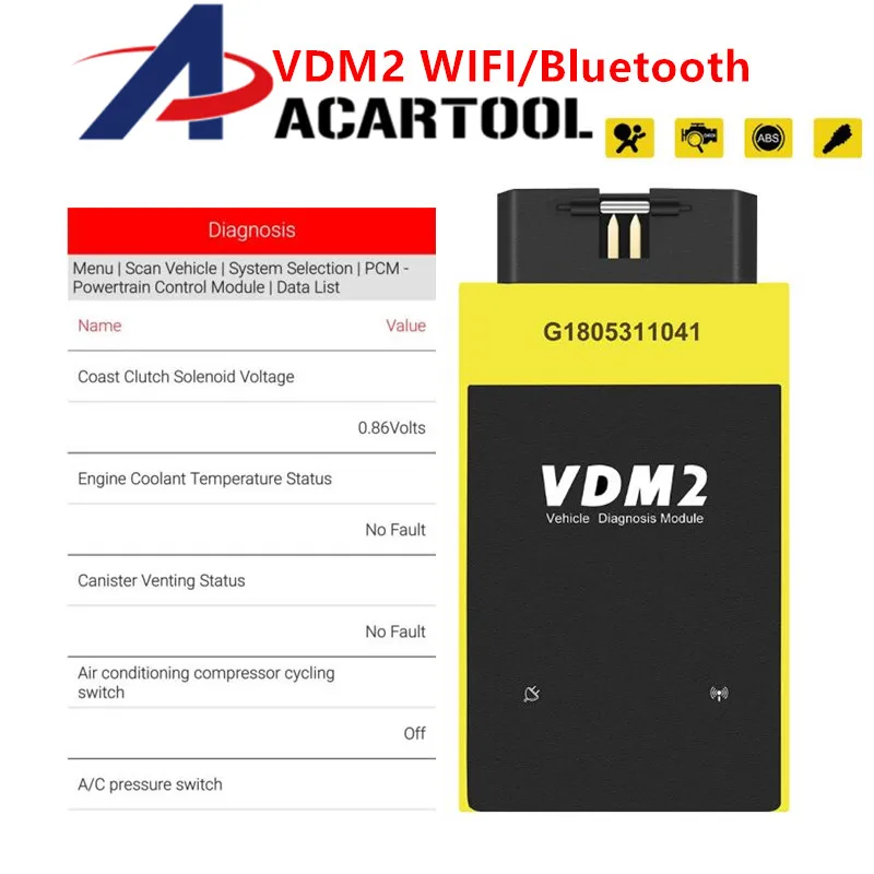 Оригинальная UCANDAS VDM2 полная система V5.2 Bluetooth/Wifi OBD2 VDM II для Android VDM 2 OBDII сканера кода PK easydiag обновление бесплатно