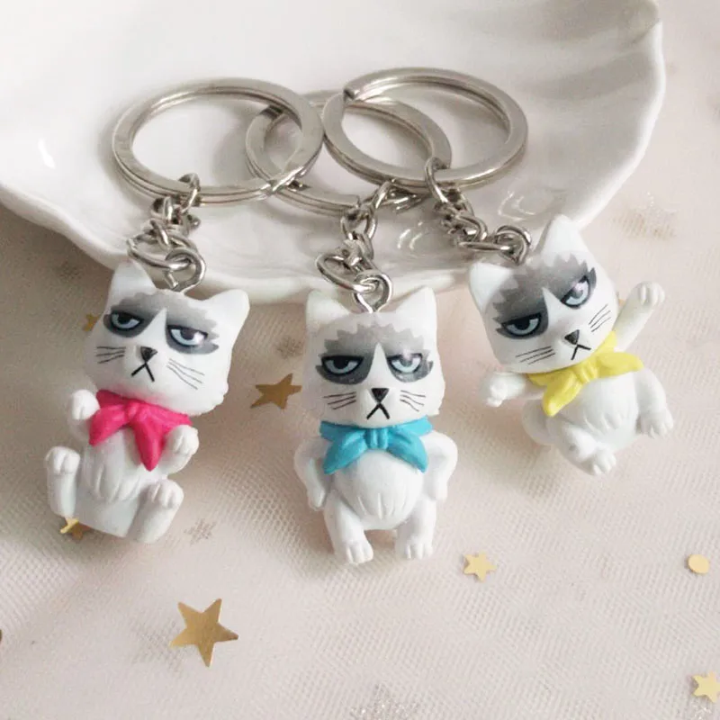 

Grumpy Cat Key Cap Cartoon Cat Key Chain COUPLE'S Small Gifts Crafts Pendant Parent And Child Toy
